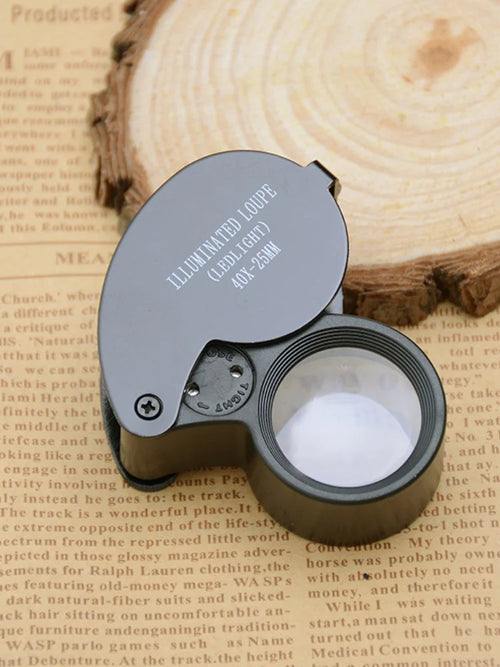40X Pocket Folding Magnifier – Jewelers Loupe with LED Light