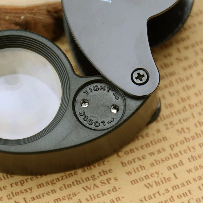 40X Pocket Folding Magnifier – Jewelers Loupe with LED Light