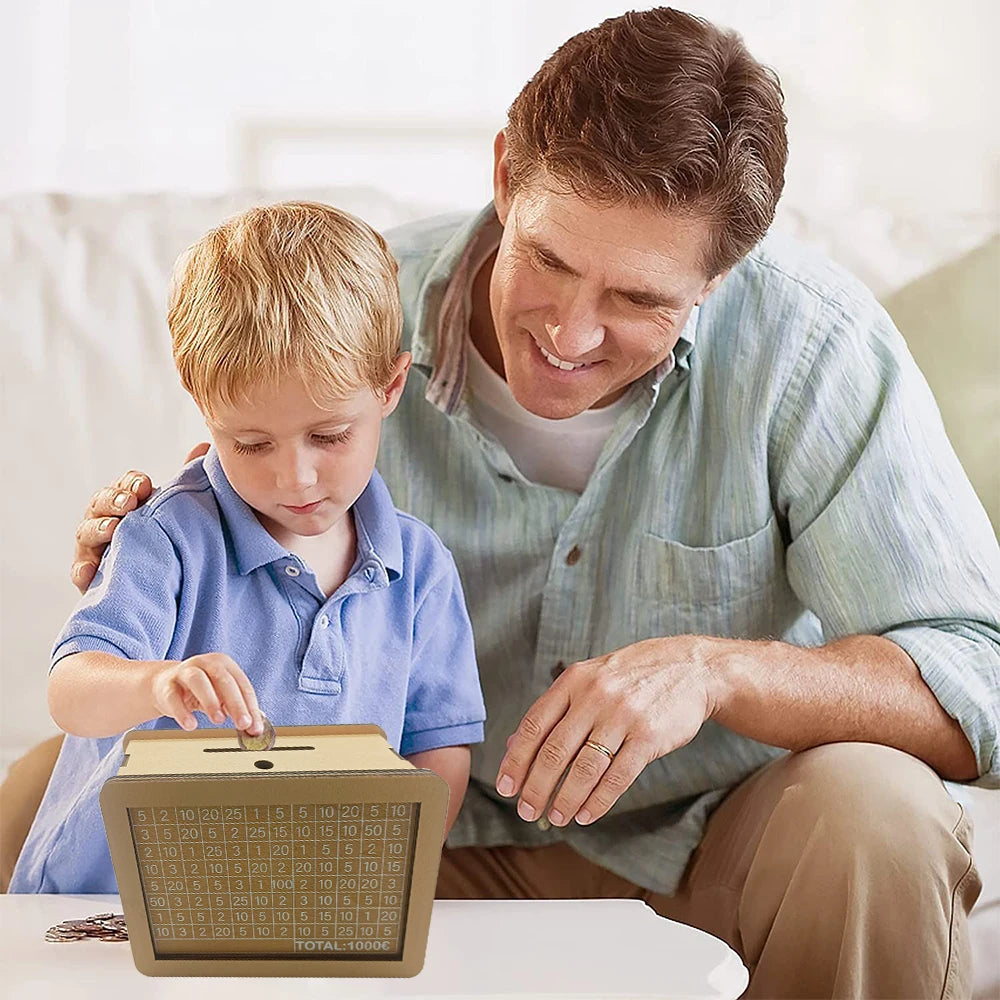 Wooden Cash Bank Savings Box