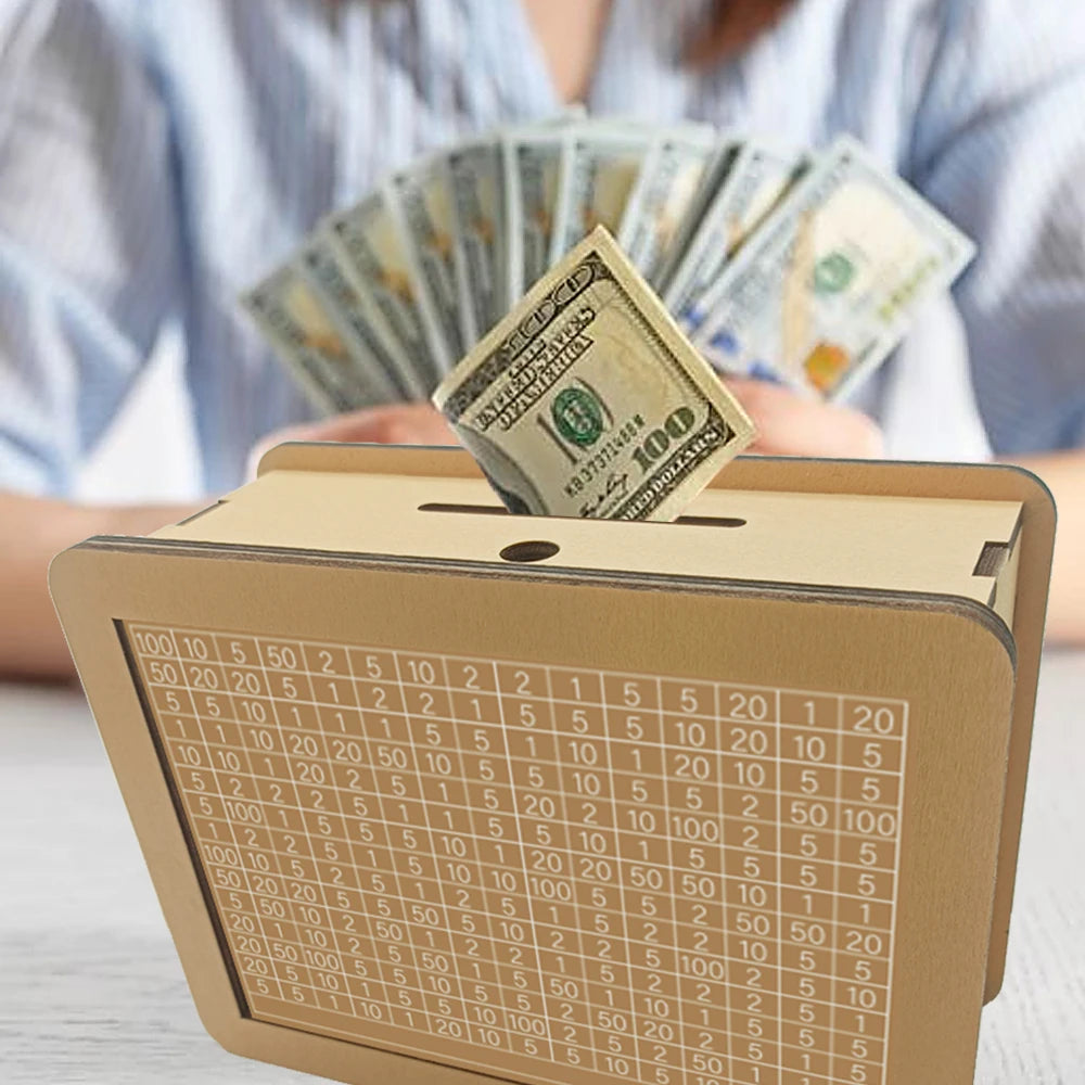 Wooden Cash Bank Savings Box