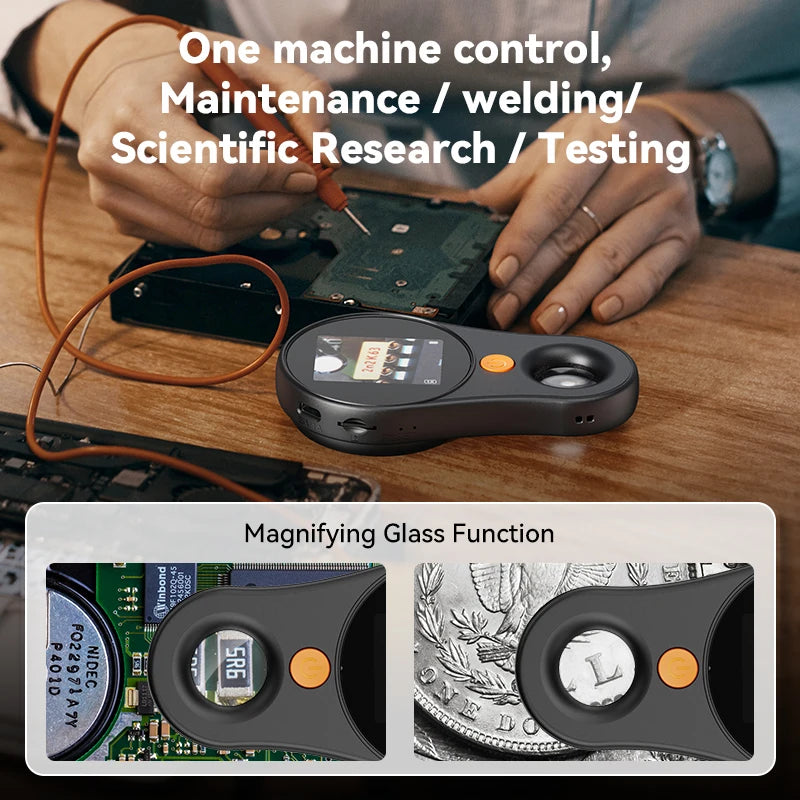 2.0" 500X Handheld Digital Microscope – IPS Screen, 1080P, Built-in Storage, 8 LED Lights