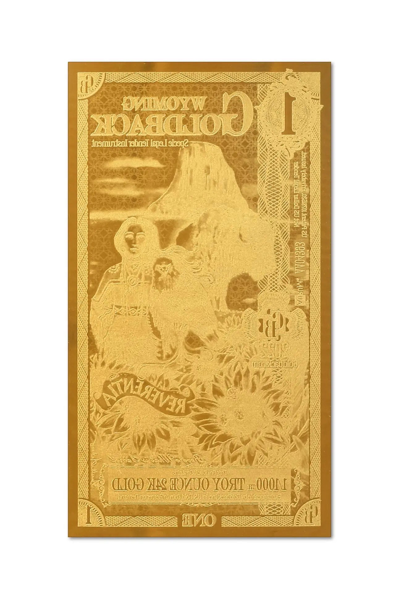 WYOMING Goldback 1 Note Aurum (20 Pack) - 24k Gold Bills Random Year